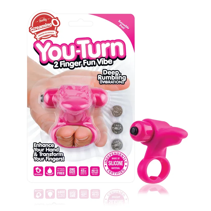 Screaming O Vibrators YouTurn 2 Finger Fun Vibe Strawberry