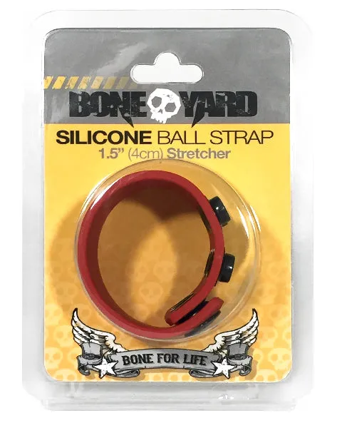 Anal Boneyard 15inch Silicone Ball Strap 3 Snap Red Rascal