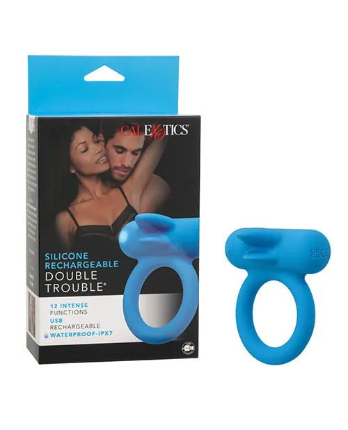 CalExotics Female Sex Toys Couples Enhancer Silicone Rechargeable Double Trouble Enhancer wFlickering Dual Teasers CalExotics Female Sex Toys Couples Enhancer Silicone Rechargeable Double Trouble Enhancer wFlickering Dual Teasers